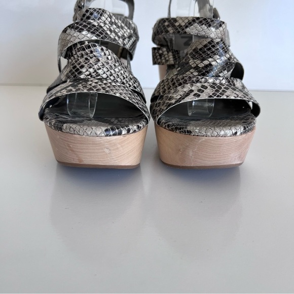 Dknyc Nikki Reptile Leather Platform Wedge Shoes - Picture 3 of 11